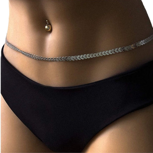 Cadena de plata para mujer con forma de serpiente en la cintura