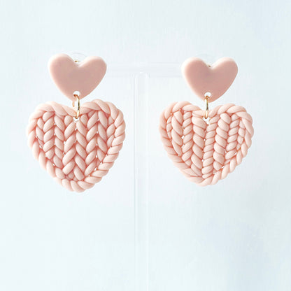 Handmade Braided Heart Drop Earrings