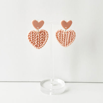 Handmade Braided Heart Drop Earrings