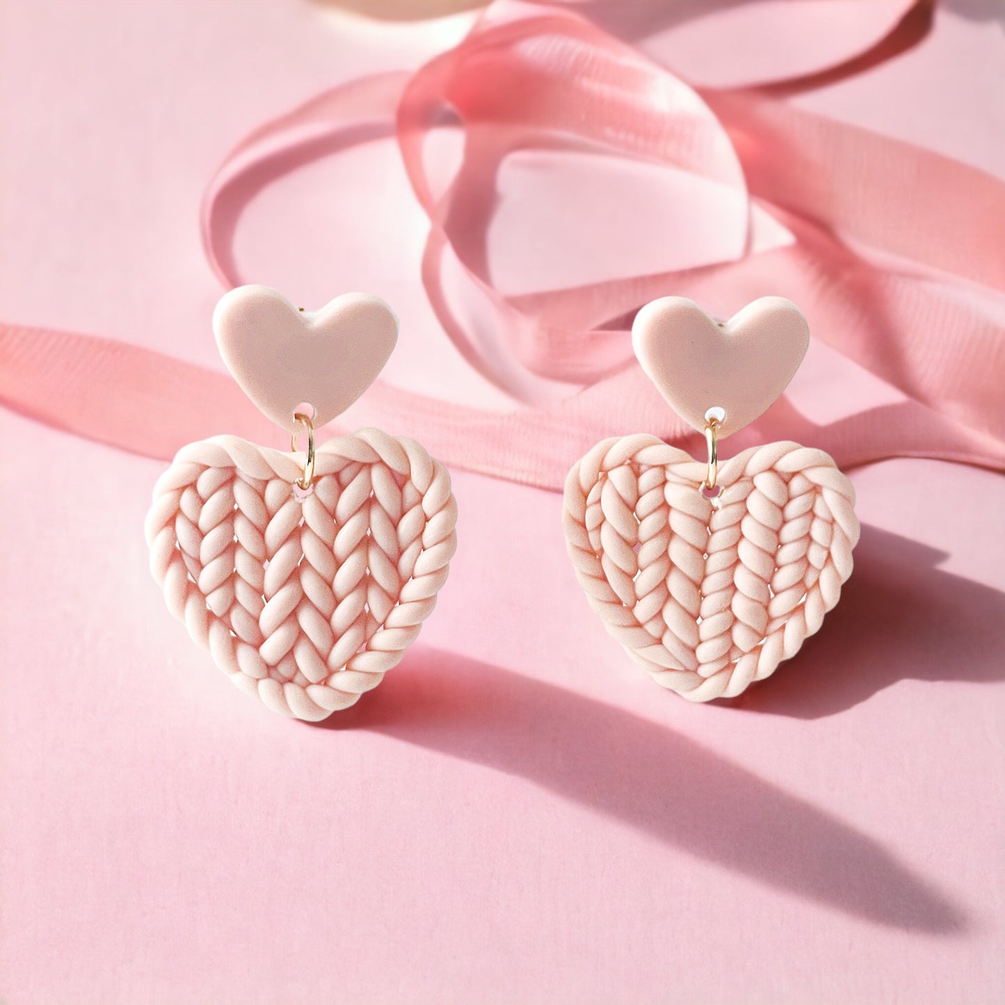 Handmade Braided Heart Drop Earrings