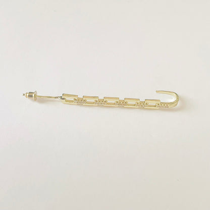 Unique One Piece Crystals Long Earring Gold Accessories