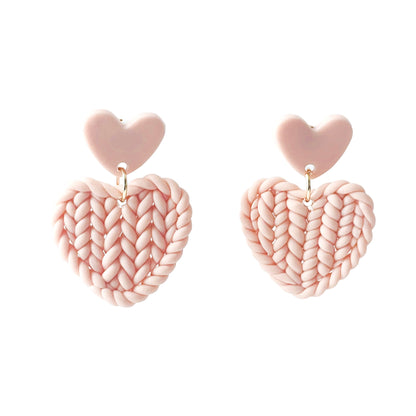 Handmade Braided Heart Drop Earrings
