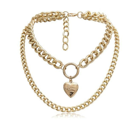 Punk Metal Heart Choker Necklace